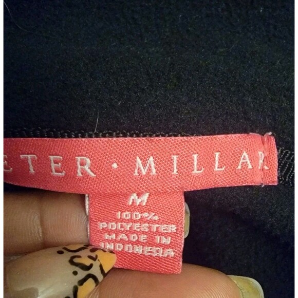 PETER MILLAR Wmns Medium Black Fleece 1/4 Zip Pullover Sweater Golf Preppy - Picture 4 of 4